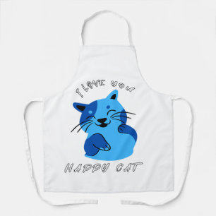 Ich liebe dich glückliche Katze Apron, süße blaue Schürze
