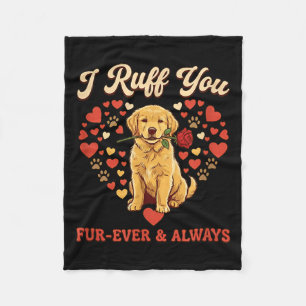 Ich liebe dich Golden Retriever Welpe Rose Herz Hu Fleecedecke