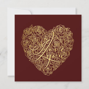 Ich liebe dich Goldene Rose Herz Valentinsdesign Feiertagskarte