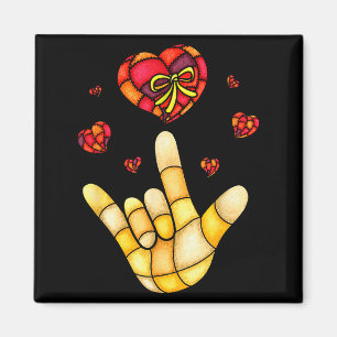 Ich liebe dich Hand Gebärdensprache Asl - Herzen V Magnet