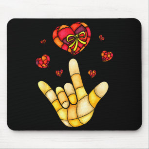 Ich liebe dich Hand Gebärdensprache Asl - Herzen V Mousepad