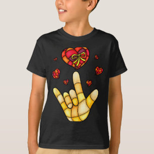 Ich liebe dich Hand Gebärdensprache Asl - Herzen V T-Shirt
