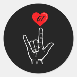Ich liebe dich Handzeichen Asl Herz 67 Frauen Kind Runder Aufkleber