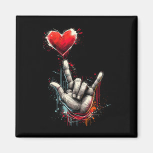 Ich liebe dich Handzeichen Asl Herz Frauen Kinder Magnet