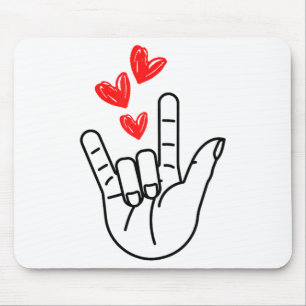 Ich-liebe-dich-Handzeichen Herz Frauen Mädchen Val Mousepad