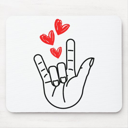 Ich-liebe-dich-Handzeichen Herz Frauen Mädchen Val Mousepad (Vorne)