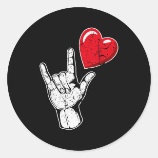 Ich liebe dich Handzeichen Valentinstag Shirt _ Sp Runder Aufkleber