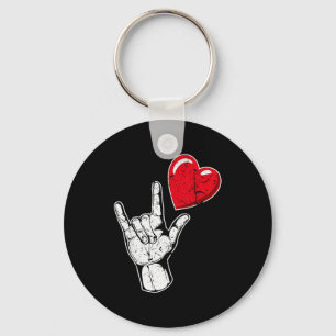 Ich liebe dich Handzeichen Valentinstag Shirt _ Sp Schlüsselanhänger