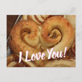 Ich Liebe dich, Heart Shaped Cinnamon Bun Postkarte