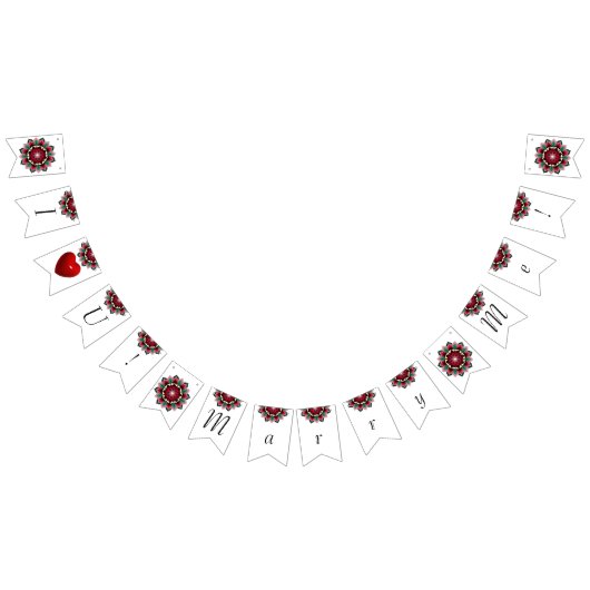 Ich Liebe dich! Heirate mich! Mandala in tiefrosa Wimpelkette (Alle)