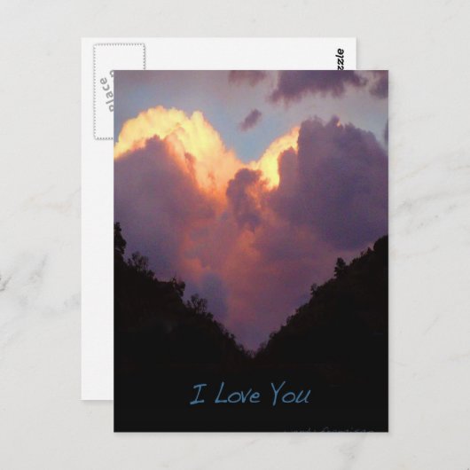 Ich Liebe dich, Herz Cloud Postkarte (Vorne/Hinten)