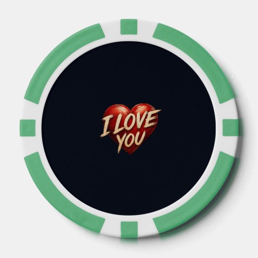 Ich liebe dich Herz Design Pokerchips (Vorderseite)