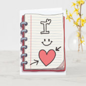 Ich liebe dich Herz Doodle Karte (Gelbe Blume)