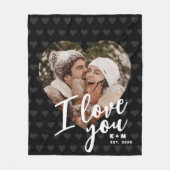 Ich liebe Dich Herz Foto & Initialen Fleecedecke (Vorderseite)