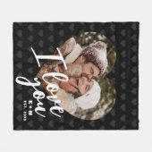 Ich liebe Dich Herz Foto & Initialen Fleecedecke (Vorderseite (Horizontal))