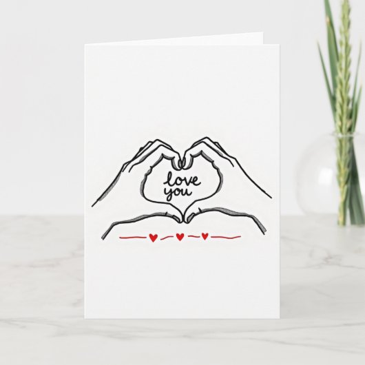 Ich liebe dich Herz Hände Karte (Vorderseite)
