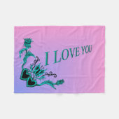 Ich Liebe dich, Herz mit Blume und Schmetterling Fleecedecke (Vorderseite (Horizontal))