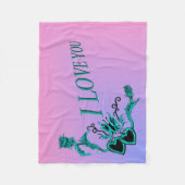 Ich Liebe dich, Herz mit Blume und Schmetterling Fleecedecke (Vorderseite)