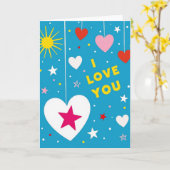 Ich liebe dich Herzen Sterne Karte (Gelbe Blume)