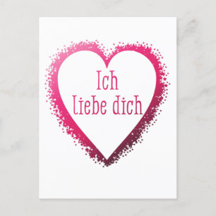 Ich liebe dich, ich Liebe dich auf Deutsch in Rosa Postkarte