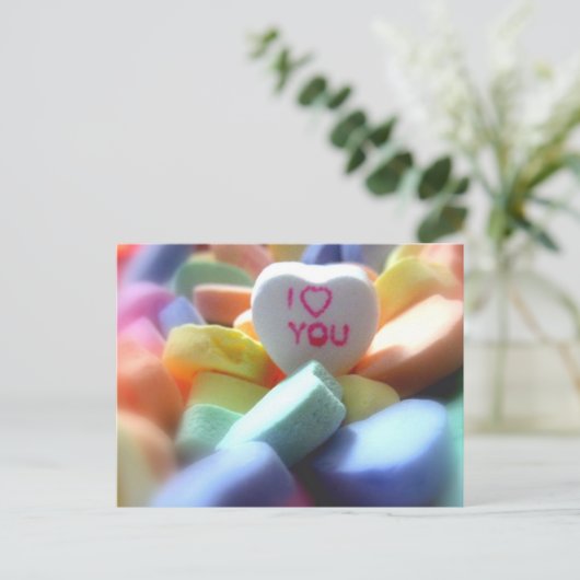 Ich Liebe dich, im Herzen Candy Postkarte (Stehend Vorderseite)