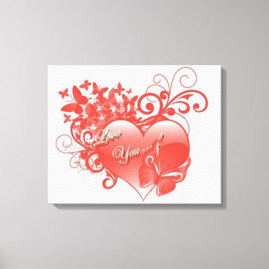 ICH LIEBE DICH IM ROTEN HERZEN LEINWANDDRUCK (Vorderseite)