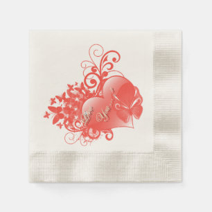 ICH LIEBE DICH IM ROTEN HERZEN SERVIETTE