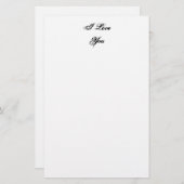 Ich Liebe dich. In einem Skript-Schriftart. Schwar Briefpapier (Vorne/Hinten)