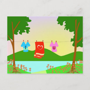 Ich Liebe dich in einer Kleiderreihe Postkarte