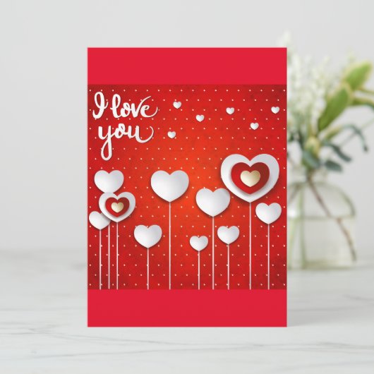 Ich Liebe dich in Rot Dankeskarte (Stehend Vorderseite)