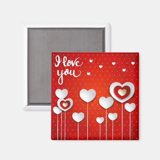 Ich Liebe dich in Rot Magnet (Vorderseite/Rückseite)