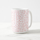 Ich liebe dich J — Personalisierter Anfangsbuchsta Kaffeetasse (VorderseiteRechts)