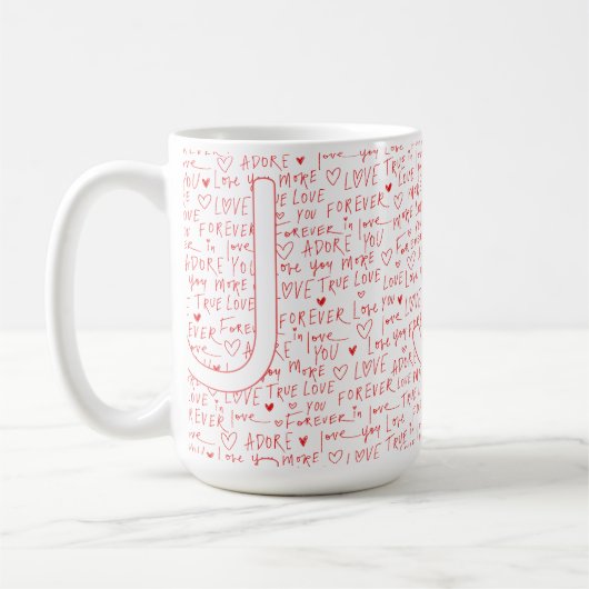 Ich liebe dich J — Personalisierter Anfangsbuchsta Kaffeetasse (Links)