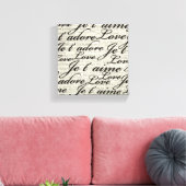 Ich Liebe dich, je t' aime, gepeitschte Canvas Leinwanddruck (Insitu (Wohnzimmer))