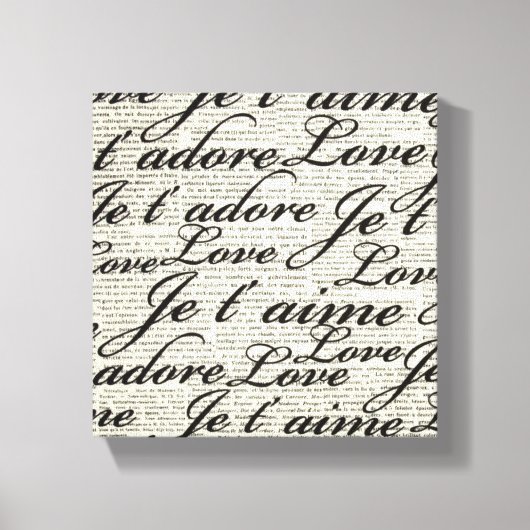 Ich Liebe dich, je t' aime, gepeitschte Canvas Leinwanddruck (Vorderseite)