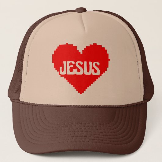 Ich liebe dich Jesus Pixel Art Truckerkappe (Vorderseite)