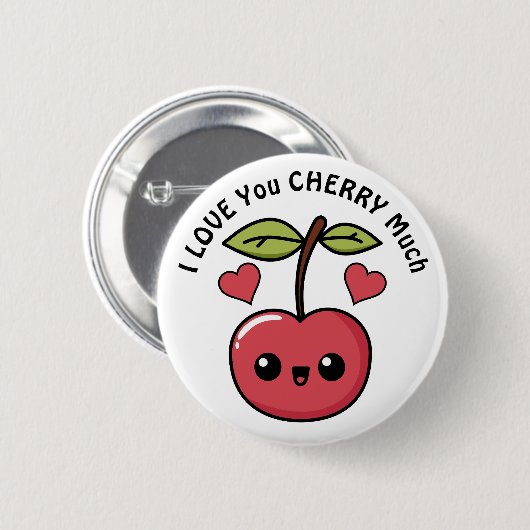 Ich liebe dich Kirsche sehr Button (Vorne & Hinten)
