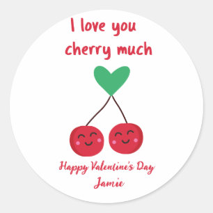 Ich liebe dich Kirsche sehr Lustiger Valentinstag Runder Aufkleber