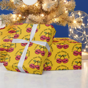 Ich liebe dich Kirsche sehr süß Spaß Geschenkpapier