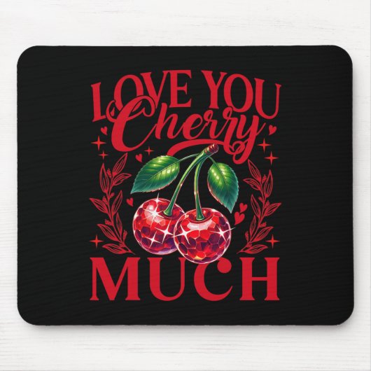Ich liebe dich Kirsche Viel Erdbeer Herz Disco Ll Mousepad (Vorne)