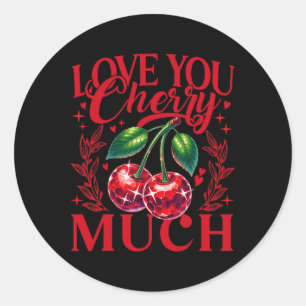 Ich liebe dich Kirsche viel Erdbeer Herz Disco Ll Runder Aufkleber