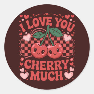 Ich liebe dich Kirsche viel Groovy Süße Frucht Val Runder Aufkleber