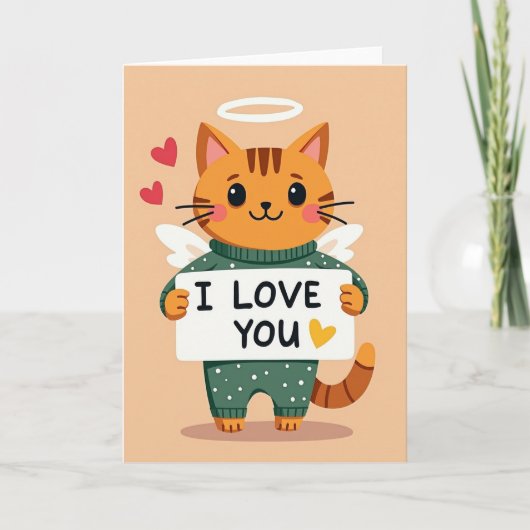 Ich liebe dich Kitty Engelkarte Karte (Vorderseite)