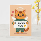 Ich liebe dich Kitty Engelkarte Karte (Gelbe Blume)