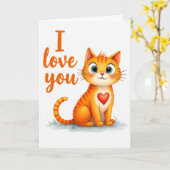 Ich liebe dich Kitty Katze Karte (Gelbe Blume)