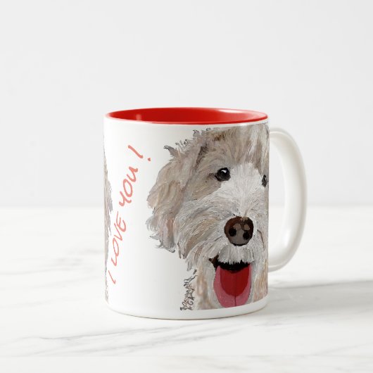 Ich Liebe dich! Labradoodle Zweifarbige Tasse (VorderseiteRechts)