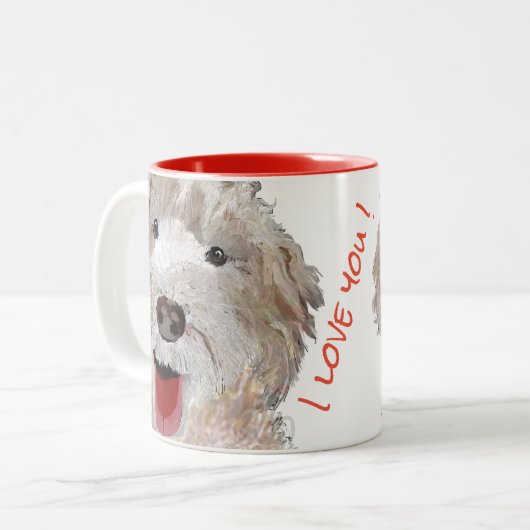 Ich Liebe dich! Labradoodle Zweifarbige Tasse (Vorderseite Links)