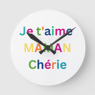 "Ich liebe dich, liebe MUTTER" Süße Kinderschreibt Runde Wanduhr