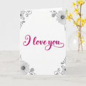 Ich liebe dich Magenta Bold Karte (Gelbe Blume)