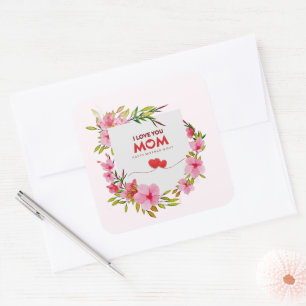 "Ich liebe dich Mama" Alles Gute zum Muttertag Blu Quadratischer Aufkleber